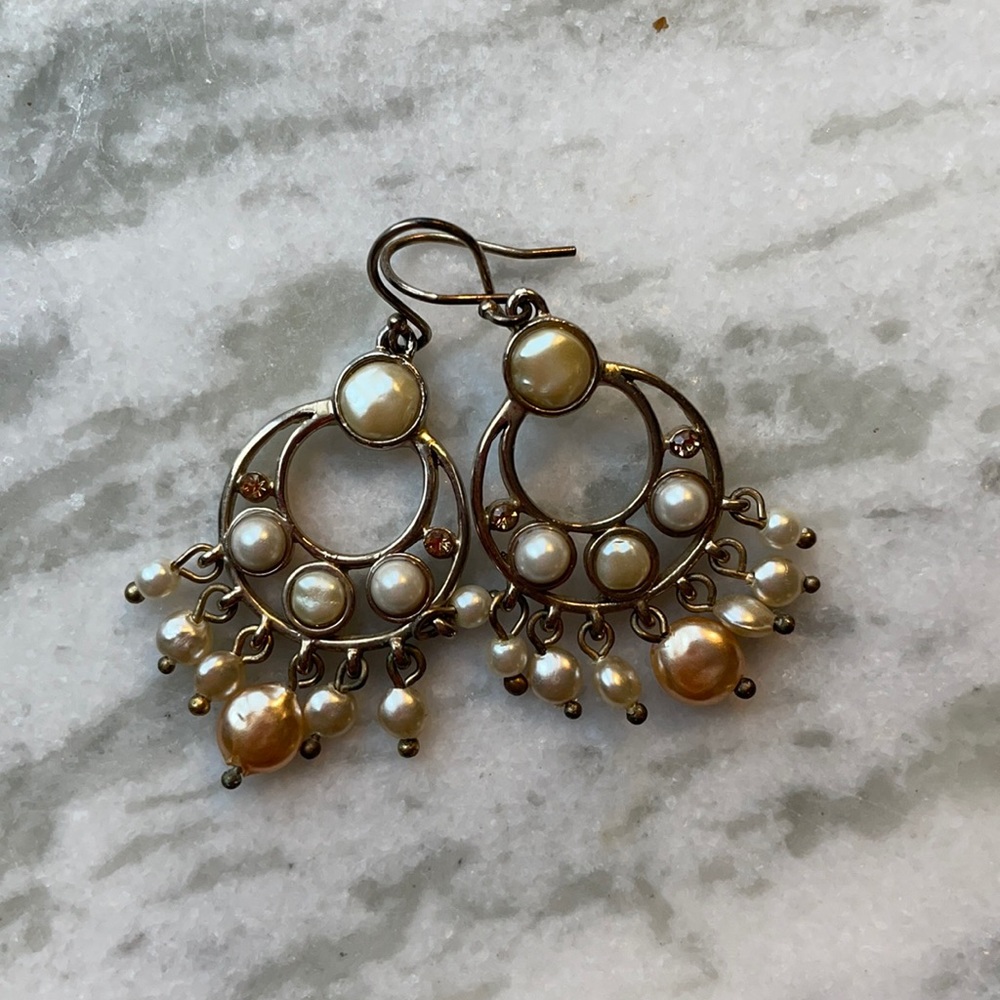 Pearl and Crystal Dangle Earrings